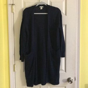 H&M navy blue long sweater cardigan.
